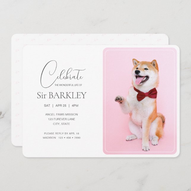 Einladungen zum Foto "Trendy & Simple Pet Memorial (Vorne/Hinten)