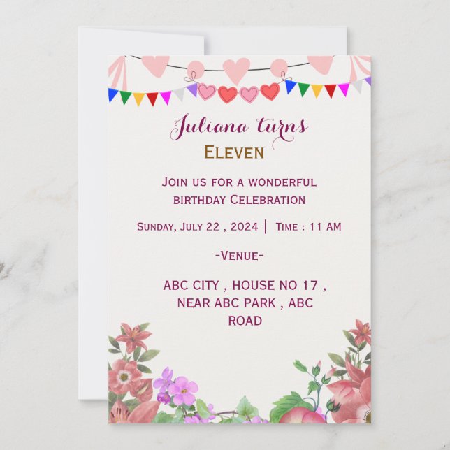 Einladungen zum Geburtstag (Vorderseite)