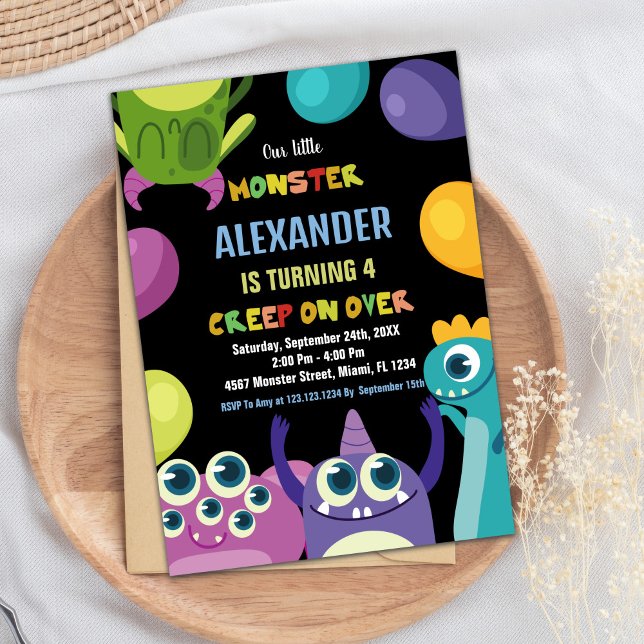 Einladungen zum Geburtstag, Monster (Monster Birthday Invitations, Monsters Invitation)