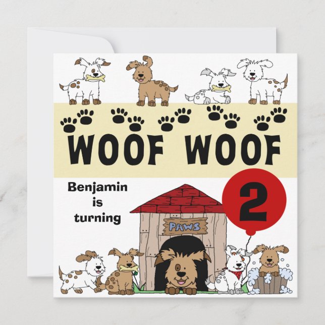Einladungen zum Geburtstag von Hunden (Vorderseite)