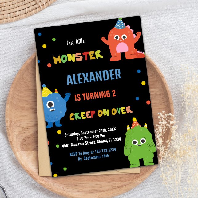 Einladungen zum Geburtstag von Monster (Monster Birthday Invitations Colour Ballons)