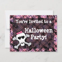 Einladungen zum Halloween-Party Pink Skull
