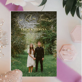 Einladungen zum Hochzeitsfeiern mit Foto- und Gold