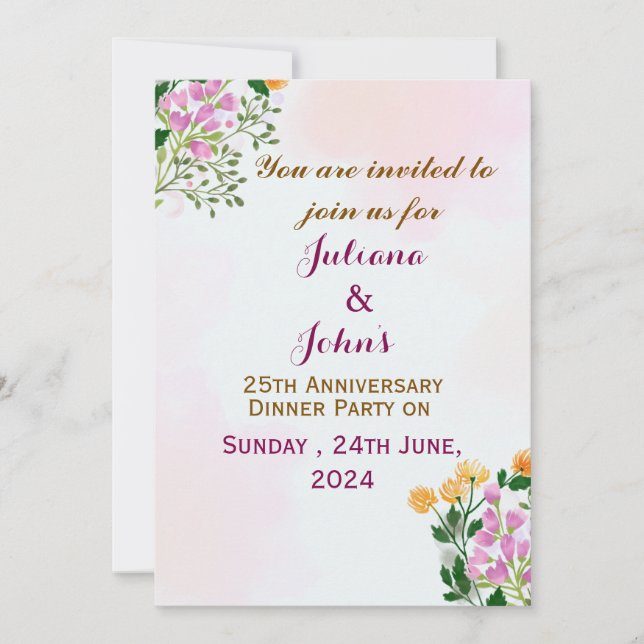 Einladungen zum Hochzeitstag (Vorderseite)