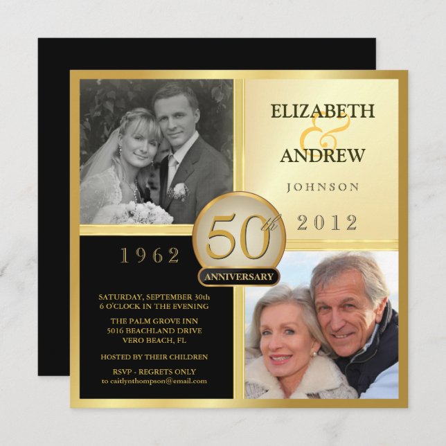 Einladungen zum Hochzeitstag und Jetzt Foto (Vorne/Hinten)