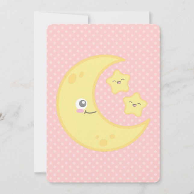Einladungen zum Kawaii Moon und Stars Baby Shower (Vorderseite)
