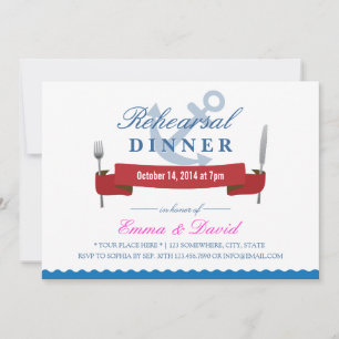 Einladungen zum Nautical Wedding Probe Dinner