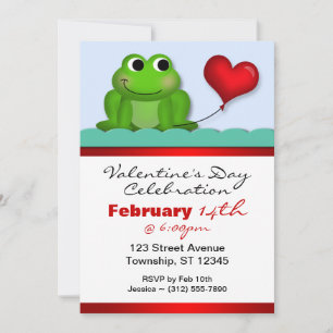 Einladungen zum niedlichen Froggy Heart Valentine 