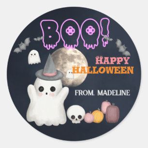 Einladungen zum niedlichen Halloween-Party Runder Aufkleber