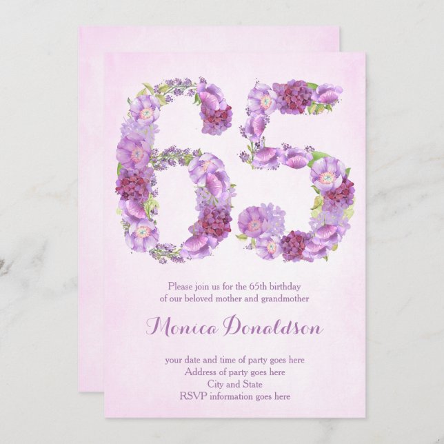 Einladungen zum Party Pensionierung, 65. Geburtsta (Vorne/Hinten)