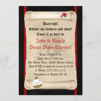 Einladungen zum Piratenschiff Babydusche - Red Sku