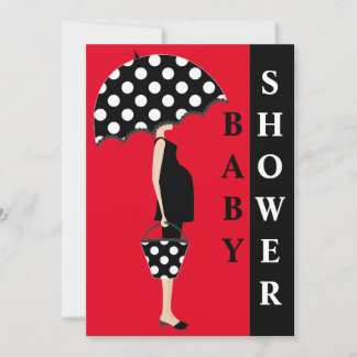Einladungen zum Polka Dot Baby Duwer {Red}