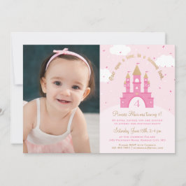 Einladungen zum Princess Party Foto | Rosa und Gol