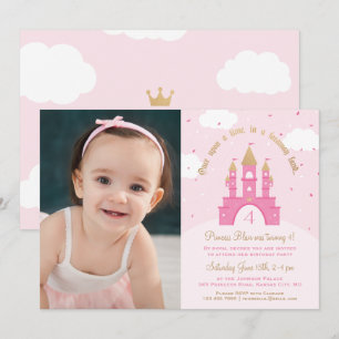 Einladungen zum Princess Party Foto Rosa und Gol