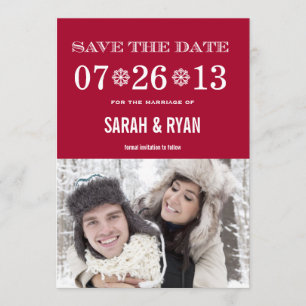 Einladungen zum Snowflake Red Save the Date Foto