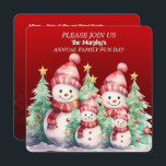 Einladungen zum Snowman Family Fun Day<br><div class="desc">Eine Schneemannsfamilie,  die für den Urlaub gekleidet ist und Ihre Familie zu einem Feiertag einlädt.</div>