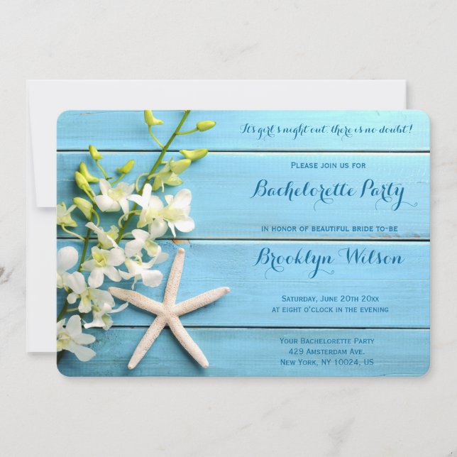 Einladungen zum Starfish Junggeselinnen-Abschied (Vorderseite)