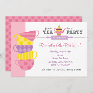 Einladungen zum Tea Birthday (Tea Party Cups)