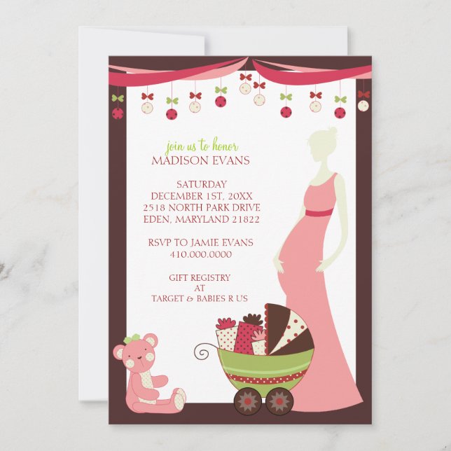 Einladungen zum Thema "Holiday Theme Baby Shower { (Vorderseite)