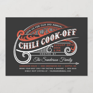 Einladungen zum Vintage-Retro-Chili-Kochwettbewerb
