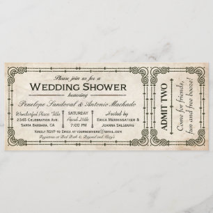 Einladungen zum Vintage Wedding Shower Ticket I