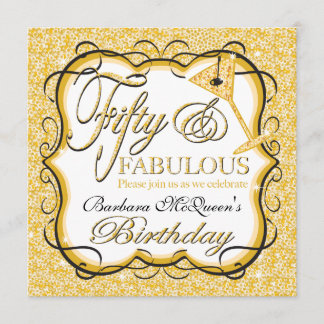 Einladungen zur 50. Geburtstagsparty in Gold Sequi