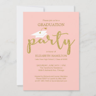 Einladungen zur Abiturparty mit goldenem Glitter