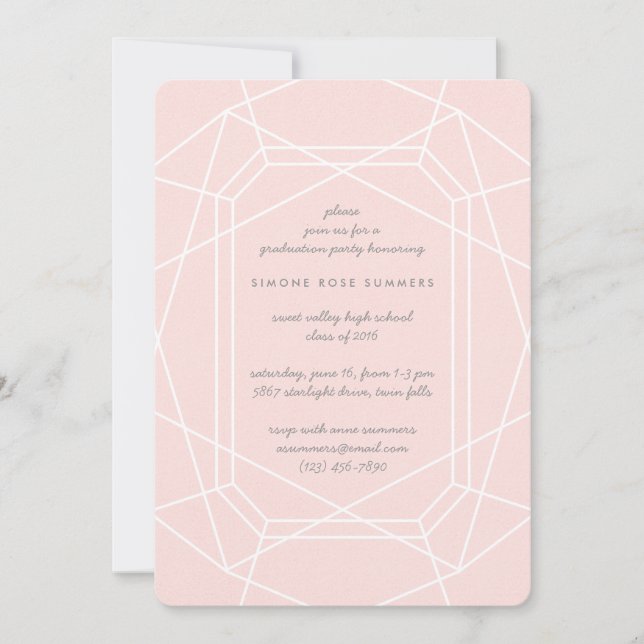 Einladungen zur atemberaubenden Gem Chic Graduatio (Vorderseite)