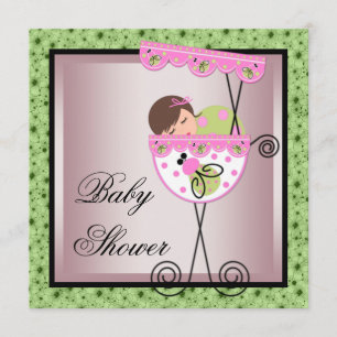Einladungen zur Baby Party für Mädchen in Rosa und