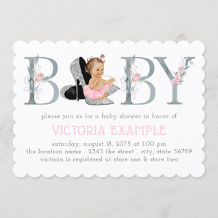 Einladungen zur Babyparty für Mädchen in High Heel