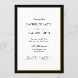 Einladungen zur Black Gold Border Bachelor Party