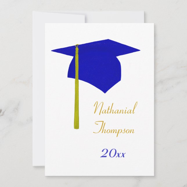 Einladungen zur Blauen und gelben Graduation Cap & (Vorderseite)