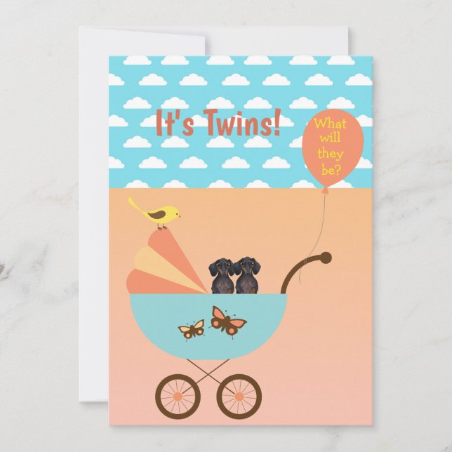 Einladungen zur Dackel des Party von zwei Geschlec (Vorderseite)