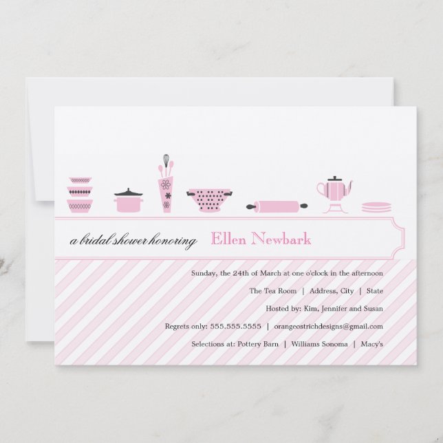Einladungen zur Dusche in Rosa (Vorderseite)