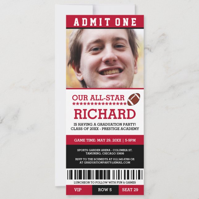 Einladungen zur Football Graduation Party (Vorderseite)