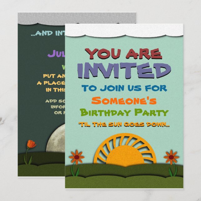 Einladungen zur Geburtstagsfeier (Vorne/Hinten)