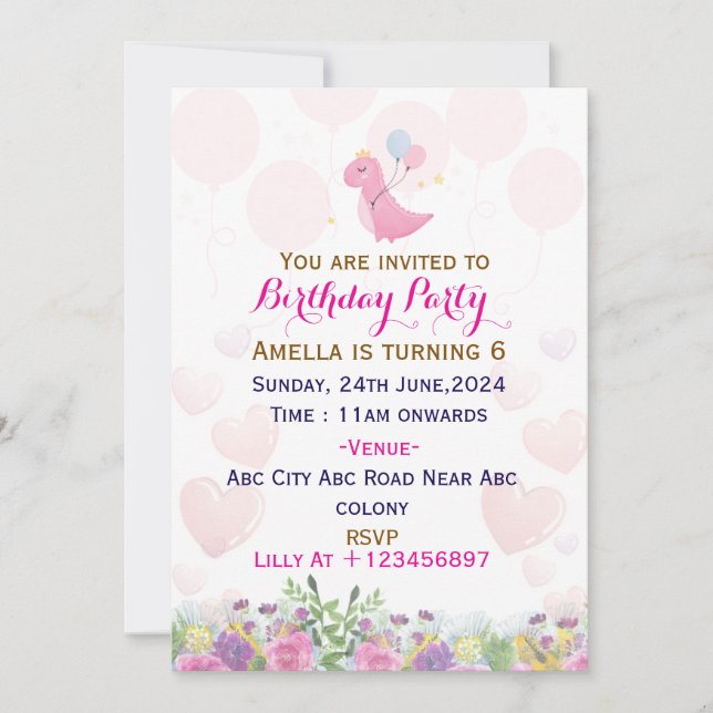 Einladungen zur Geburtstagspartei (Vorderseite)