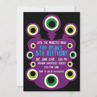 Einladungen zur Geburtstagsparty mit lila Augen Mo