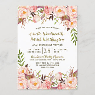 Einladungen zur Gold Blush Pink Peony