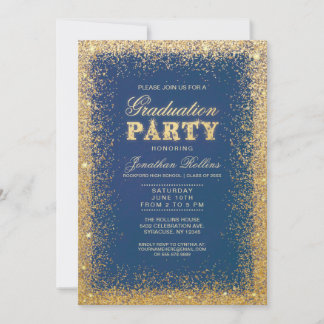 Einladungen zur Gold & Glitzer Graduation Party