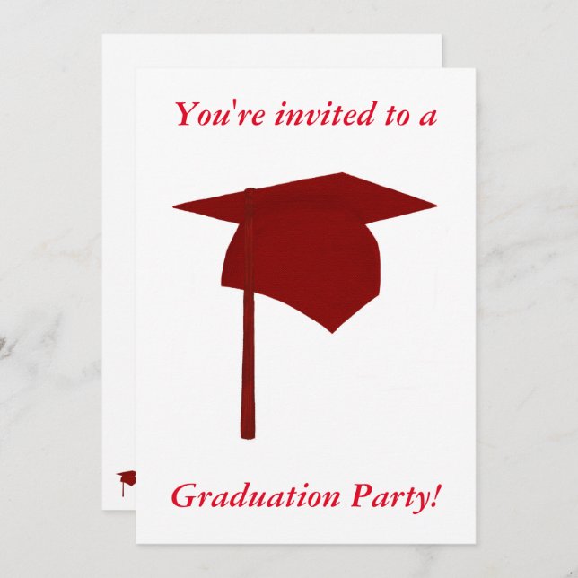 Einladungen zur Graduation Party, Red Cap & Tassel (Vorne/Hinten)