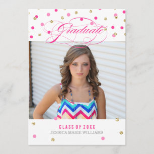 Einladungen zur Graduation Rosa und Gold Glam Conf