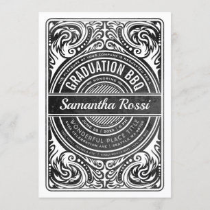 Einladungen zur GRILLEN der Graduation Schwarz-Wei