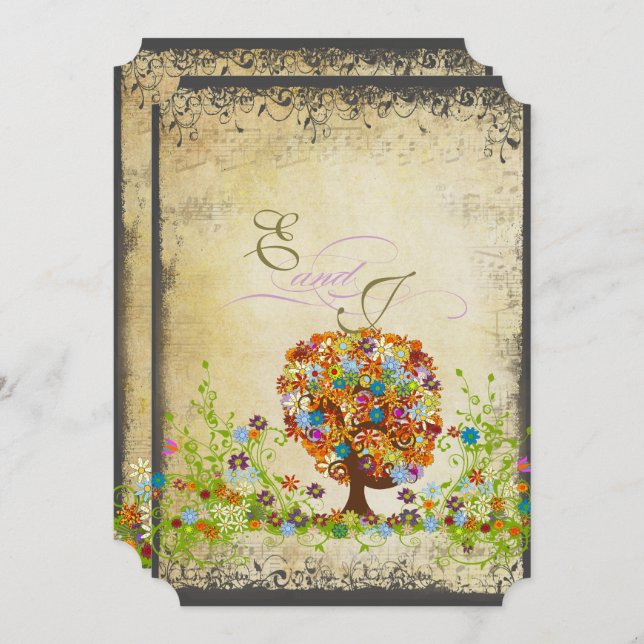 Einladungen zur Hochzeit der verzauberten Waldzwei (Vorne/Hinten)