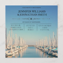 Einladungen zur Hochzeit in Urlaubsort im Hafen