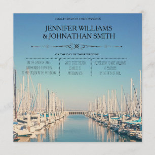 Einladungen zur Hochzeit in Urlaubsort im Hafen