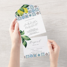 Einladungen zur Hochzeit mit RSVP Card Amalfi Tile