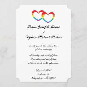 Einladungen zur Hochzeit "Rainbow Double Hearts"