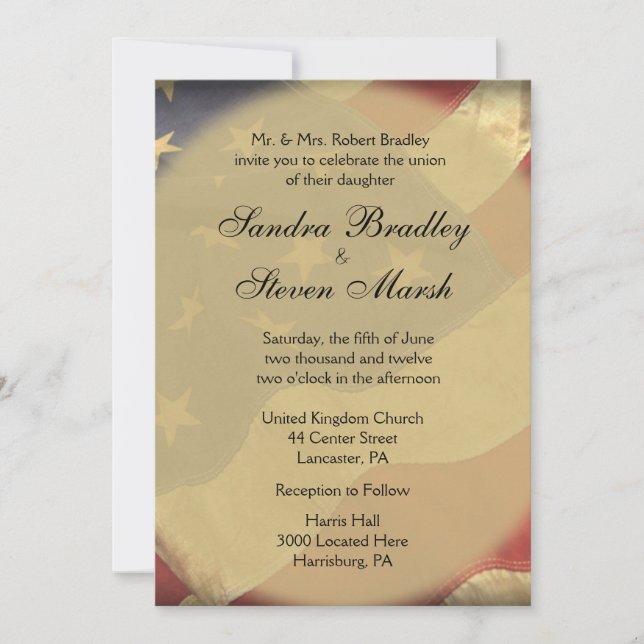 Einladungen zur Hochzeit von amerikanischen Fahnen (Vorderseite)