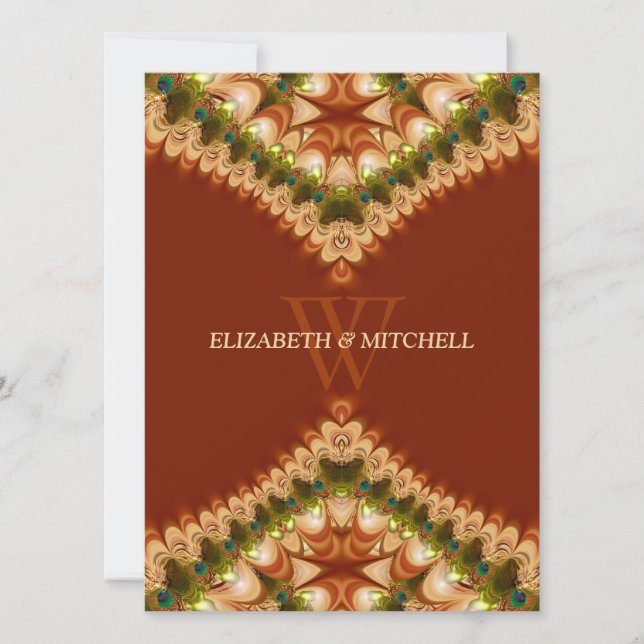 Einladungen zur Hochzeit von Bohemischen Pfauenspi (Vorderseite)